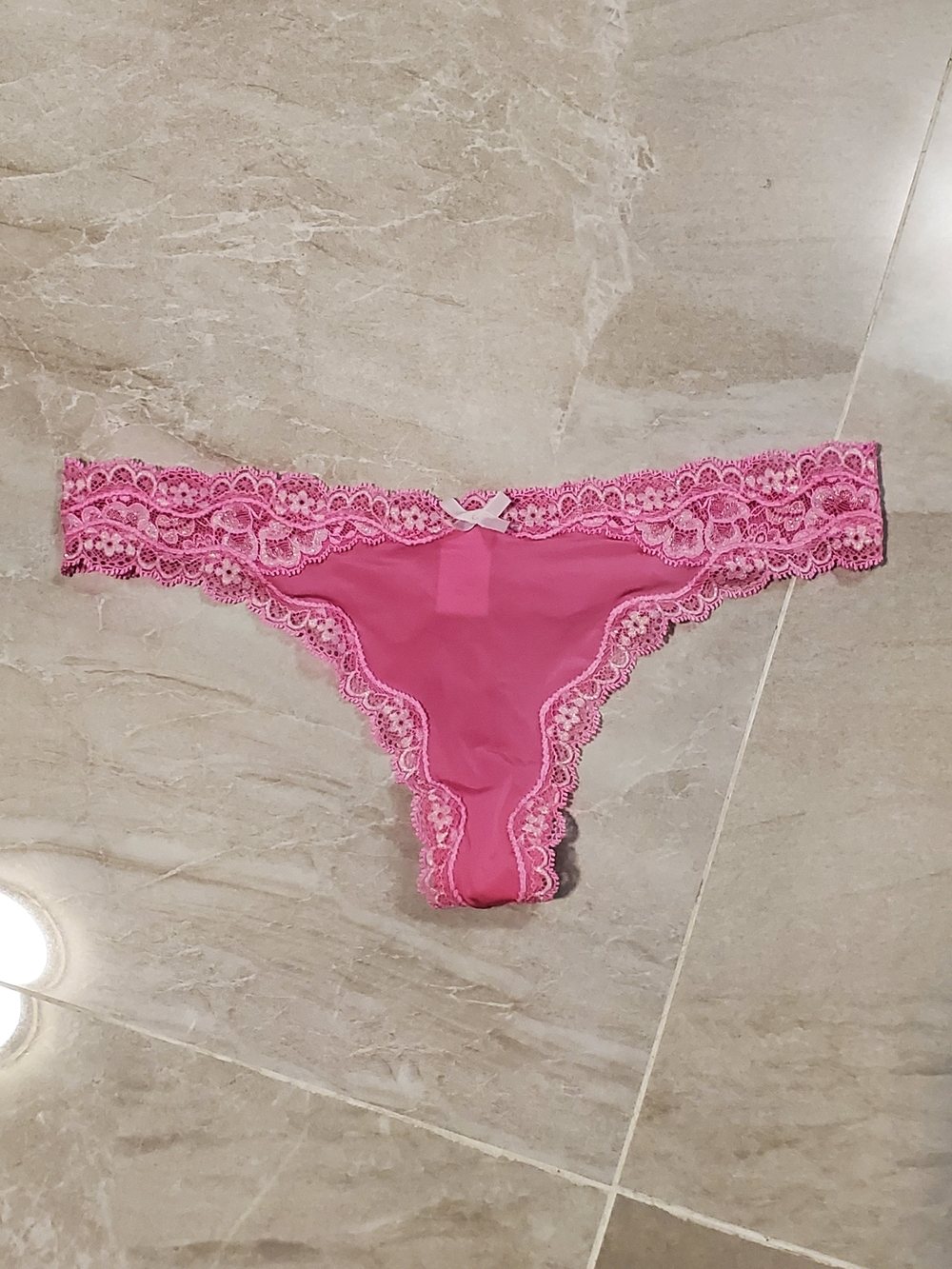 Victoria's Secret Hot Pink Lace-Trim Bikini Panty